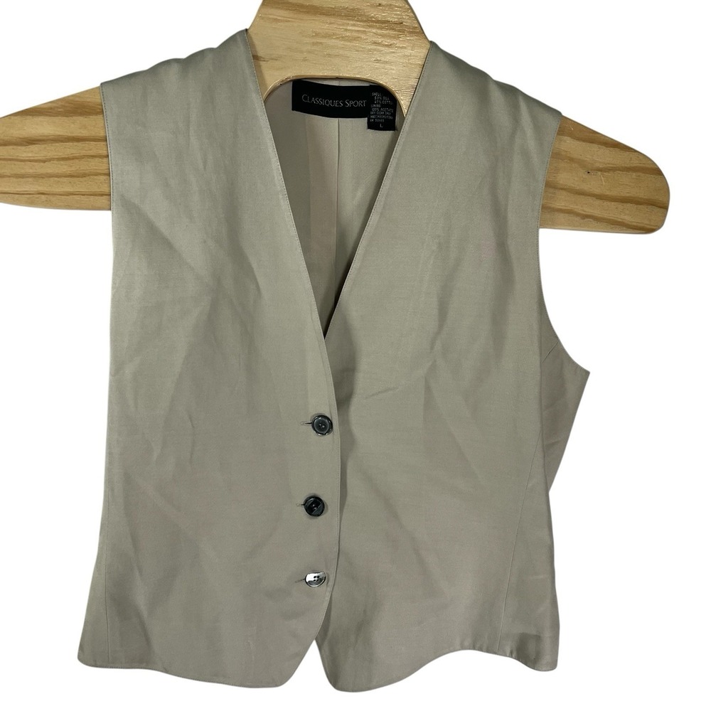 Classiques Sport Men Large Khaki Silk/Cotton 3 Button Vest **READ